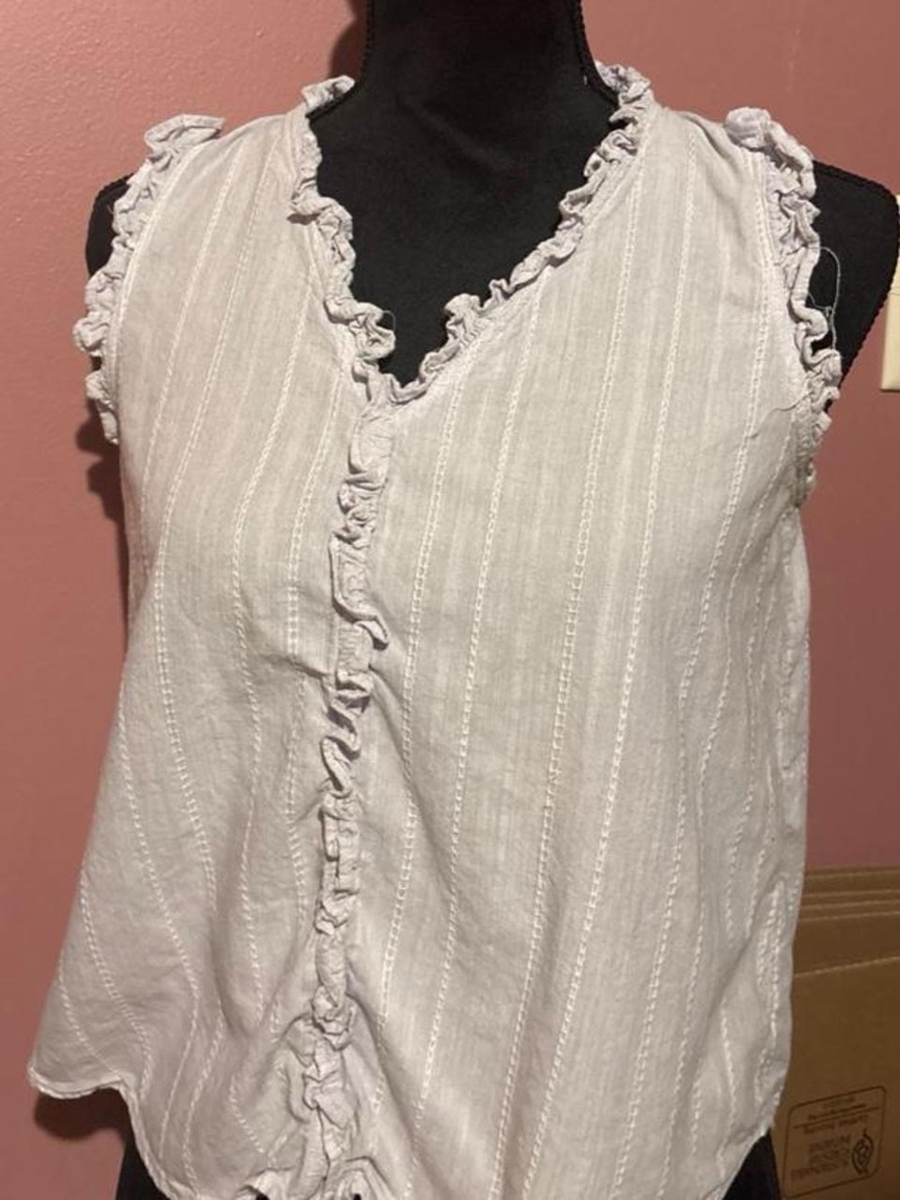 Ann Taylor Factory Pale Blue Ruffle-Trim Sleeveless Camisole